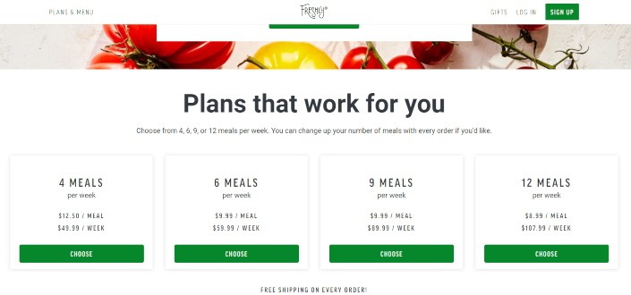 Choose a meal plan