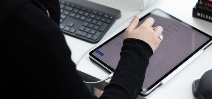 Woman using ipad