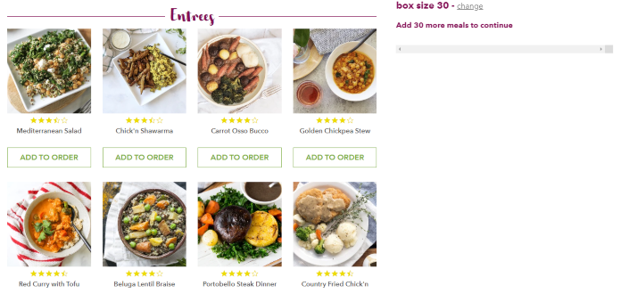 A part of a website's interface
