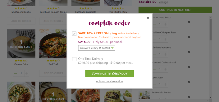 Complete order written on Veestro website