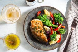Sun Basket - Mediterranean lemon chicken with baby broccoli, artichokes, and olives