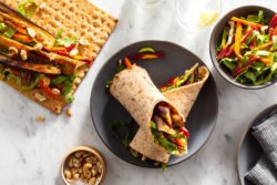 Sun Basket - Sweet and sour eggplant wraps with spiced cashews and bok choy slaw