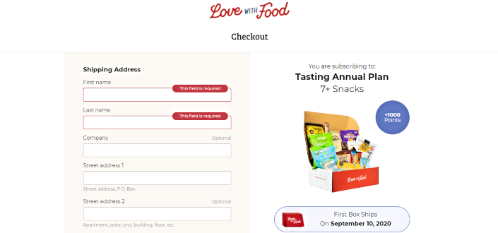 Love with food review - Add your shipping and payment details